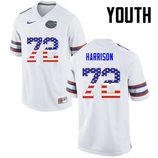 Youth Florida Gators #72 Jonotthan Harrison NCAA Nike White USA Flag Fashion Authentic Stitched College Football Jersey GLE0862WB